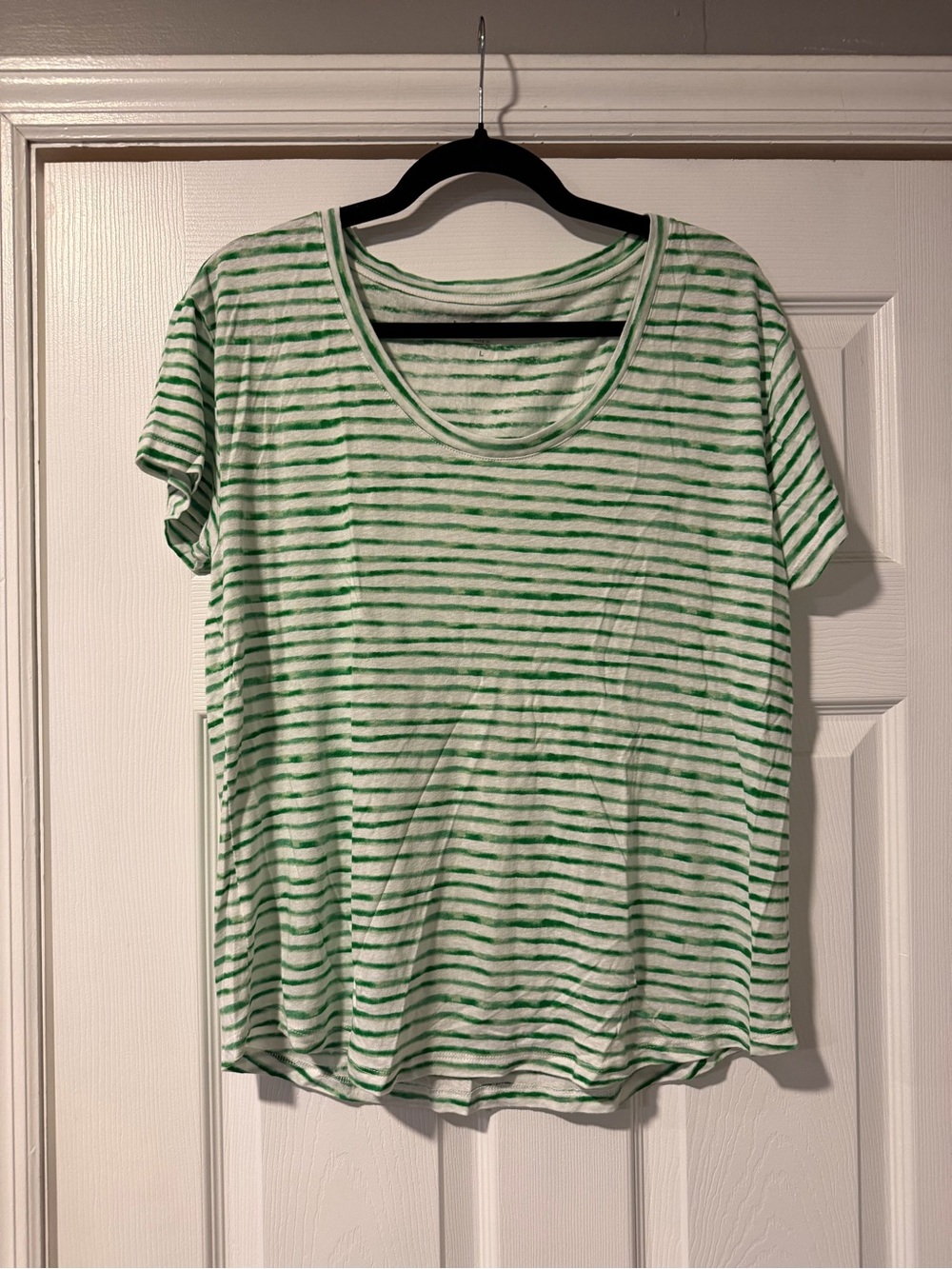Loft Green and White Striped Tee Size Large